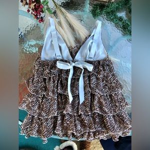 Victoria’s Secret Vintage Leopard Babydoll with white Satin Straps NWOT Medium